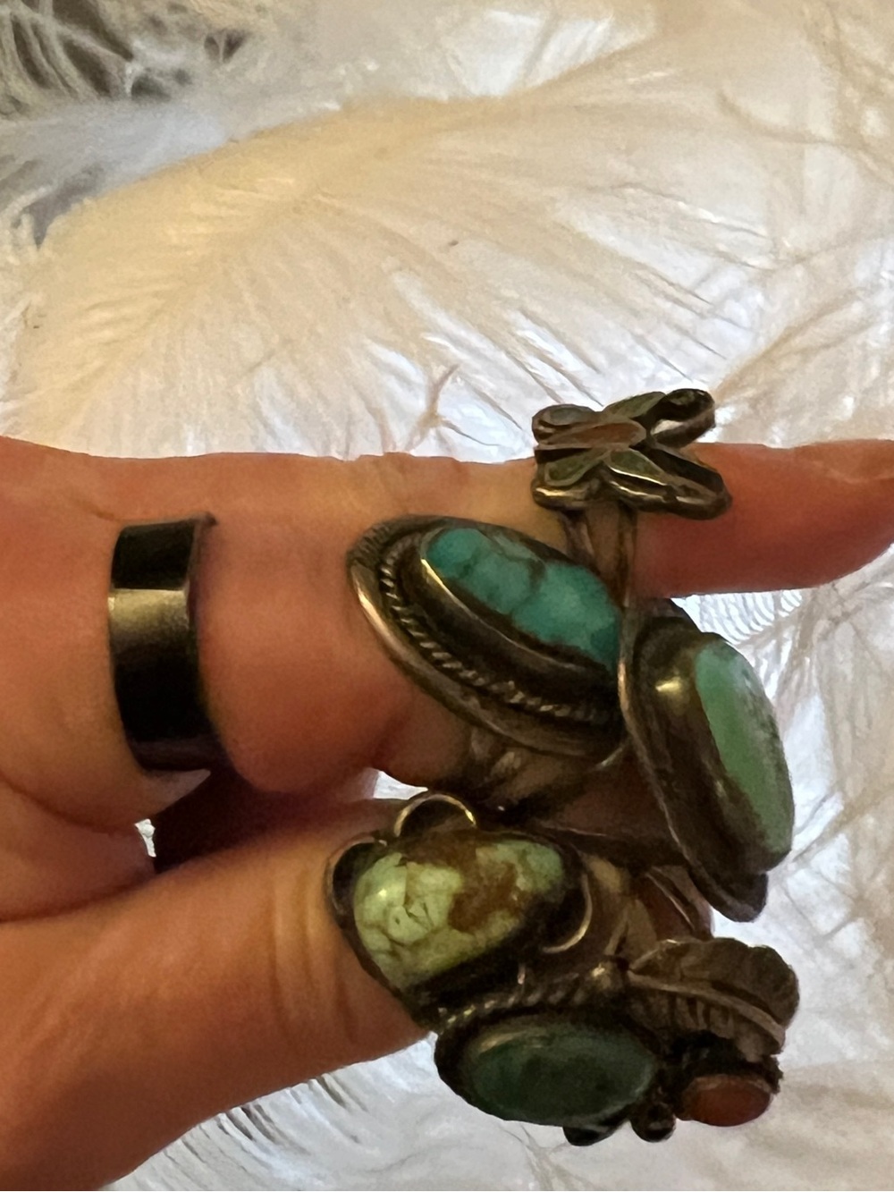 Sterling Silver(925) and  real Turquoise Rings estate collection